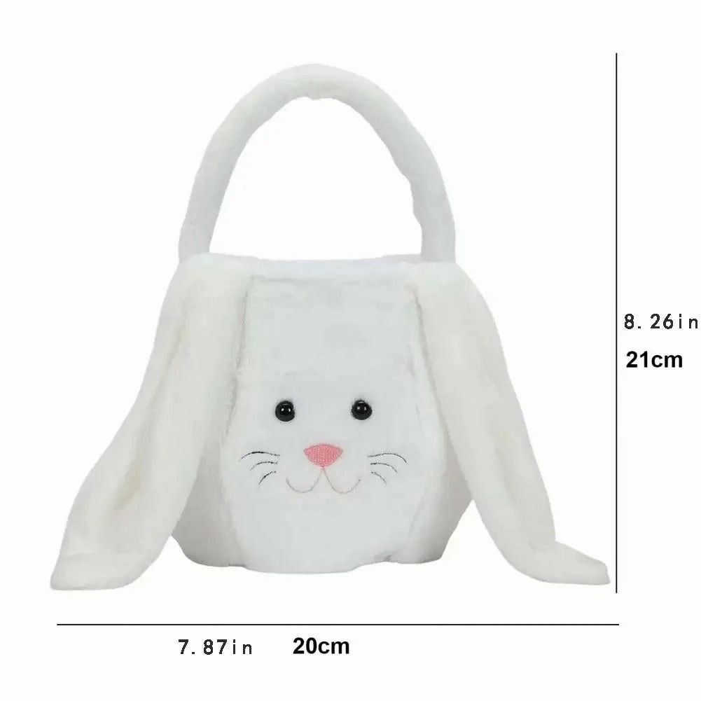 Bunny Storage Basket Large Capacity Portable Bunny Handbag Plush Easter Rabbit Storage Bag Candy Basket Household Supplies