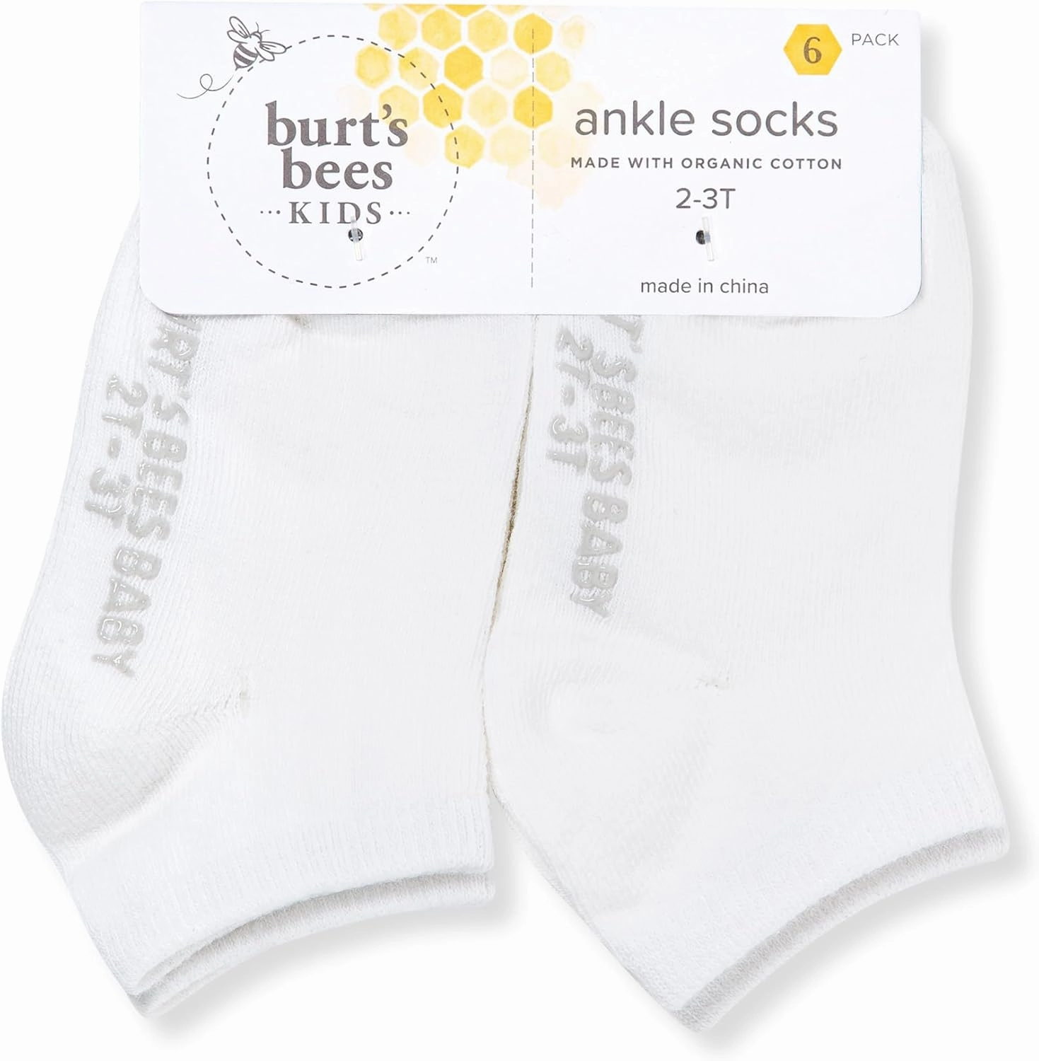 Burt's Bees Baby Unisex Baby Socks Ankle or Crew Height Made with Soft Organic Cotton, 6 Packs with Non-Slip Grips for Babies