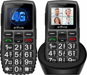 C1 4G Big Button Cell Phone for Seniors丨Unlocked Phones with SOS Button丨1800mAh Battery丨Charging Dock丨Easy-to-Use Dumb Phone with Loud Volume丨Time Reporting丨Speed Dial丨USB-C, T-Mobile - Black