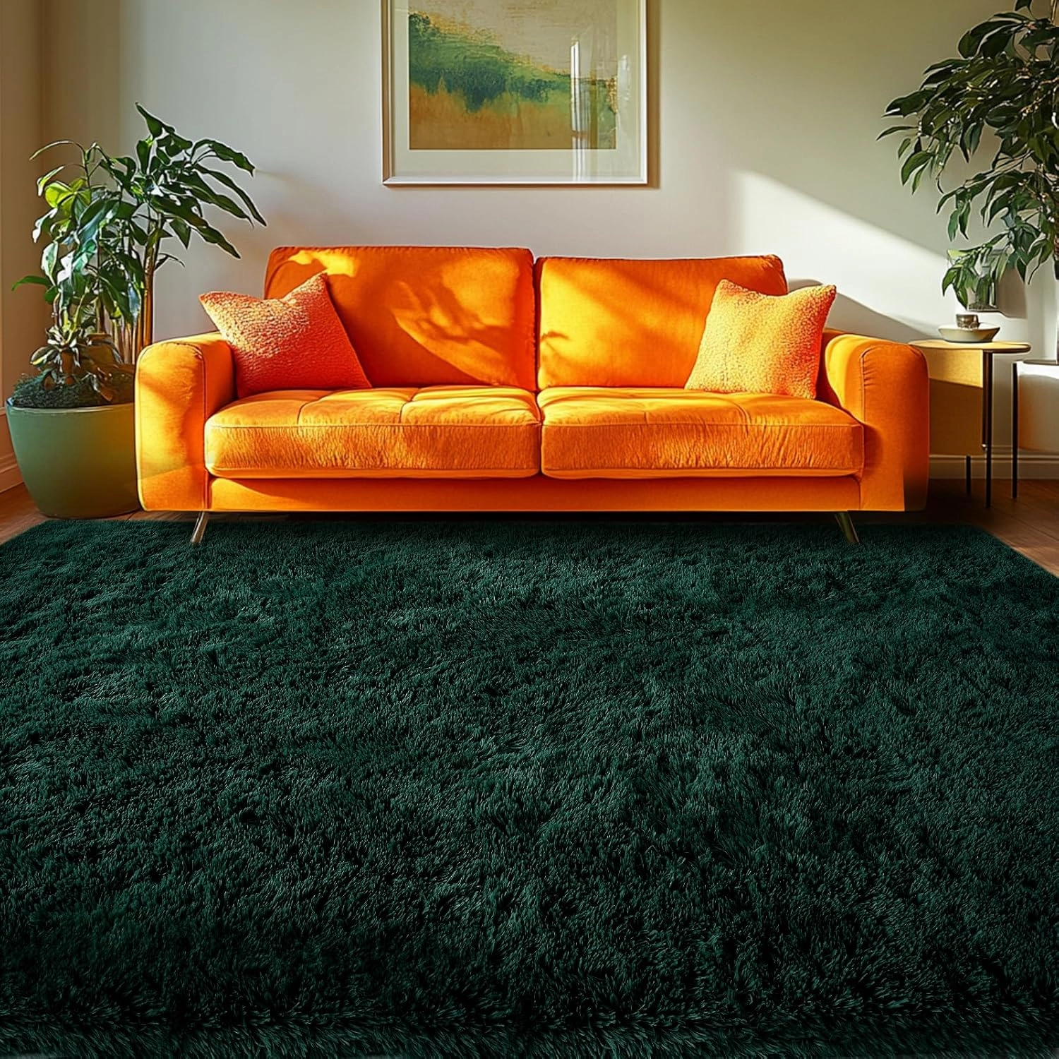 CAIYUECS 4x6 Green Area Rug for Bedroom: Shag Rugs for Living Room-Modern Fuzzy Furry Plush Soft Rugs for Kids Girls Room,Shaggy Rug for Dorm Home Decor(4x6 Feet,Green)