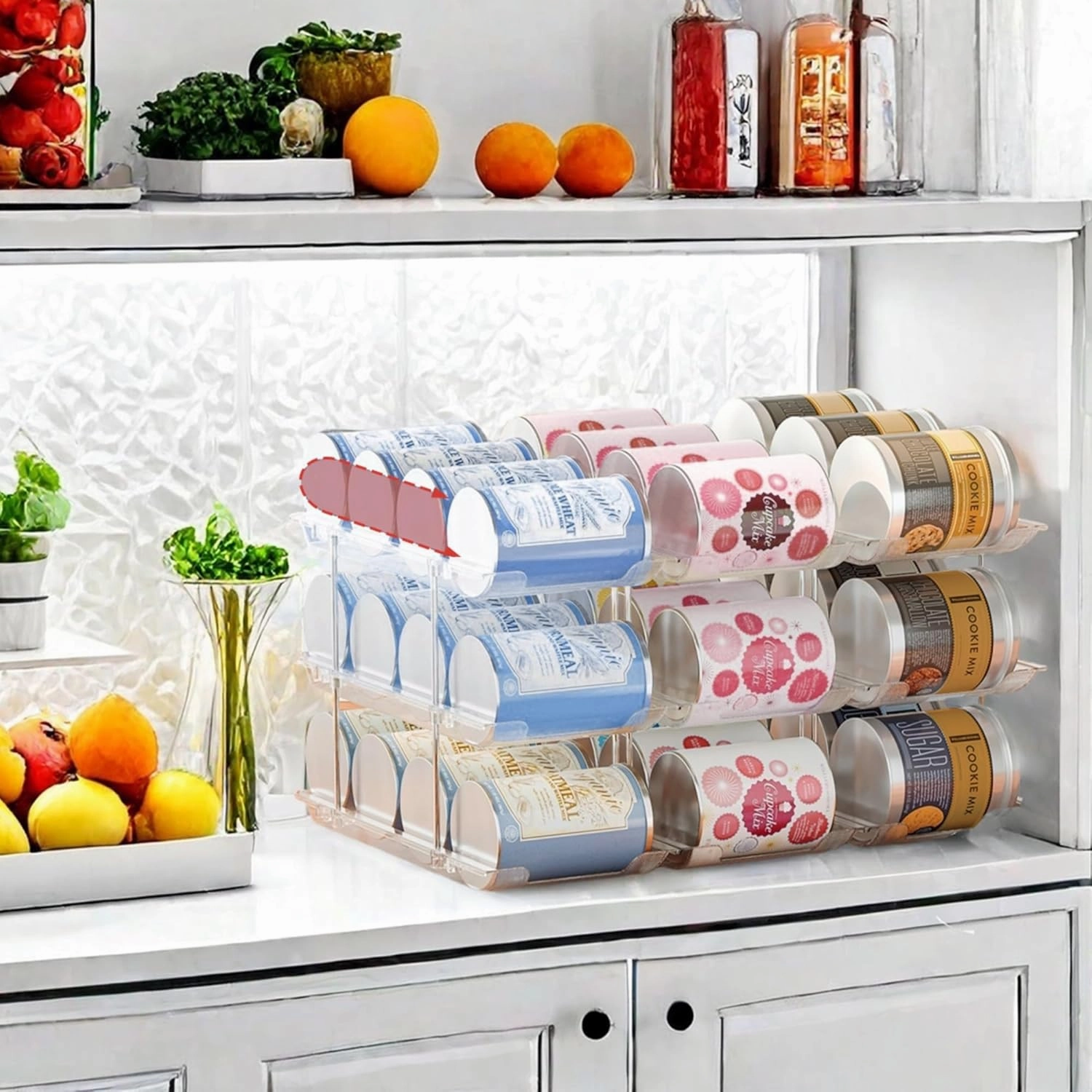 Can Organizer for Pantry, 3 Sets 3 Tiers Can Storage Organizer Pantry,Soda Can Organizer for Fridge 36 Cans Rack Automatic Rolling Stackable Canned Food Organizer,Clear