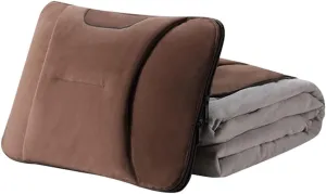 Car Travel Blanket Waist Support Blanket for Renault Scenic/Grand Scénic/Xmod IV III II I J9 R9 JZ JM JA, Premium Soft 3 in 1 Warm Soft Travel Blanket Car Pillow Blanket,Brown