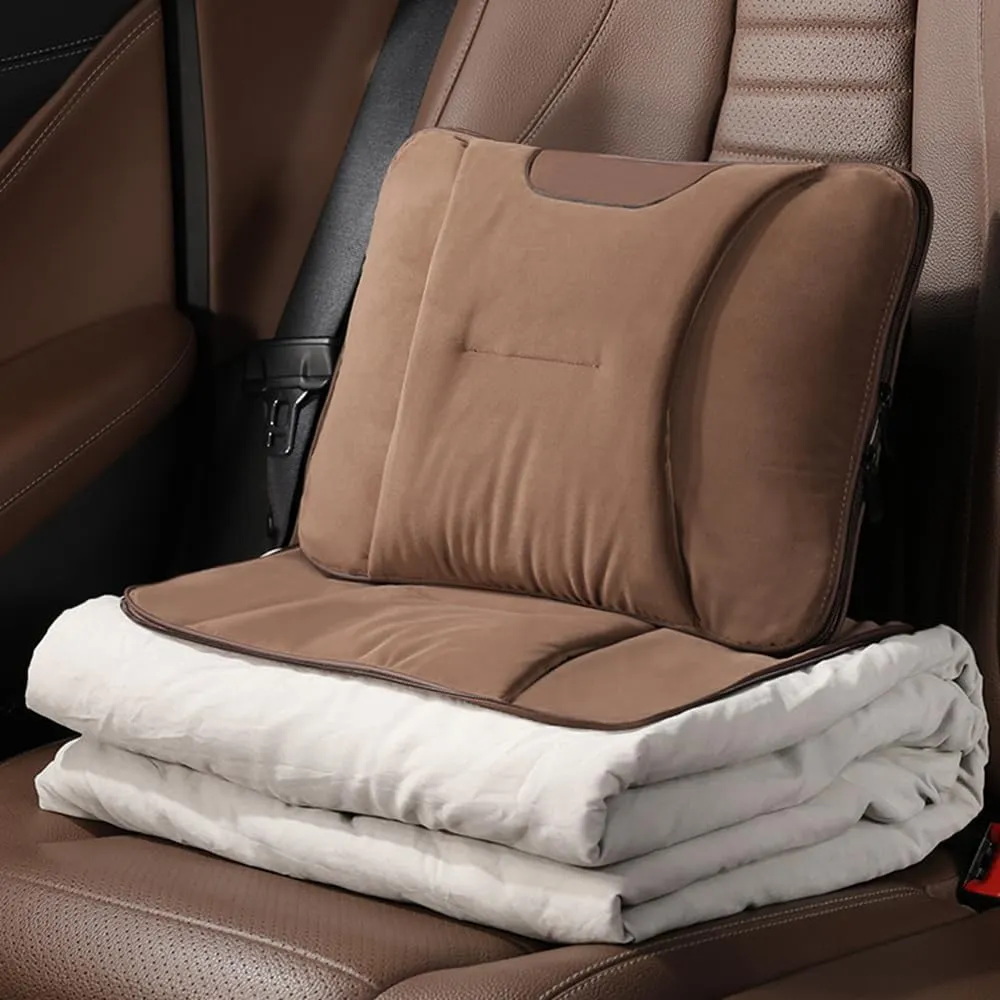 Car Travel Blanket Waist Support Blanket for Renault Scenic/Grand Scénic/Xmod IV III II I J9 R9 JZ JM JA, Premium Soft 3 in 1 Warm Soft Travel Blanket Car Pillow Blanket,Brown