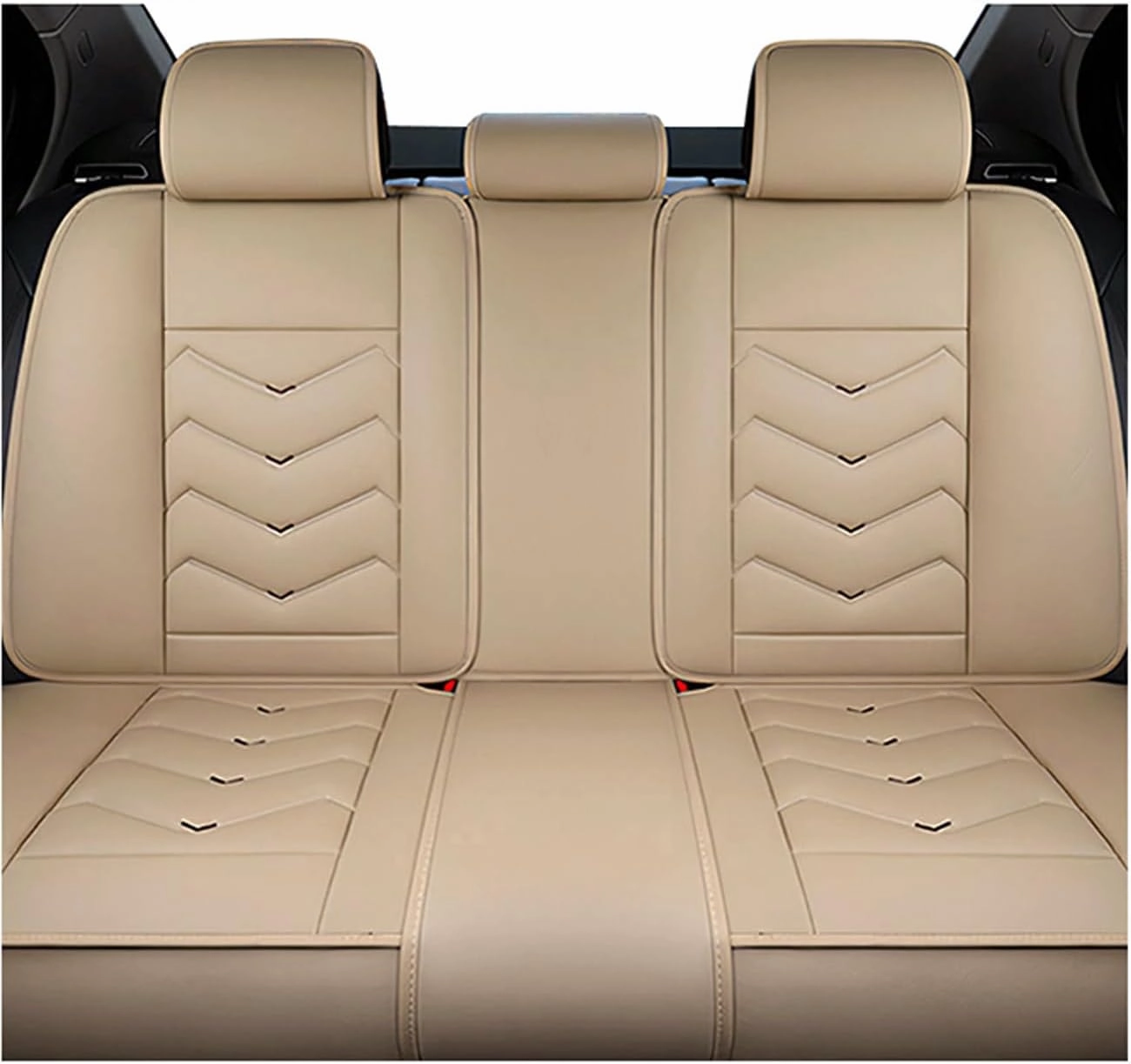 Car Seat Covers in The Back Row, Stylish Sport Seat Cover, Premium Nappa Leather Car Seat Cover. Automobile Seat Covers Sets.(Beige)