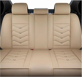 Car Seat Covers in The Back Row, Stylish Sport Seat Cover, Premium Nappa Leather Car Seat Cover. Automobile Seat Covers Sets.(Beige)