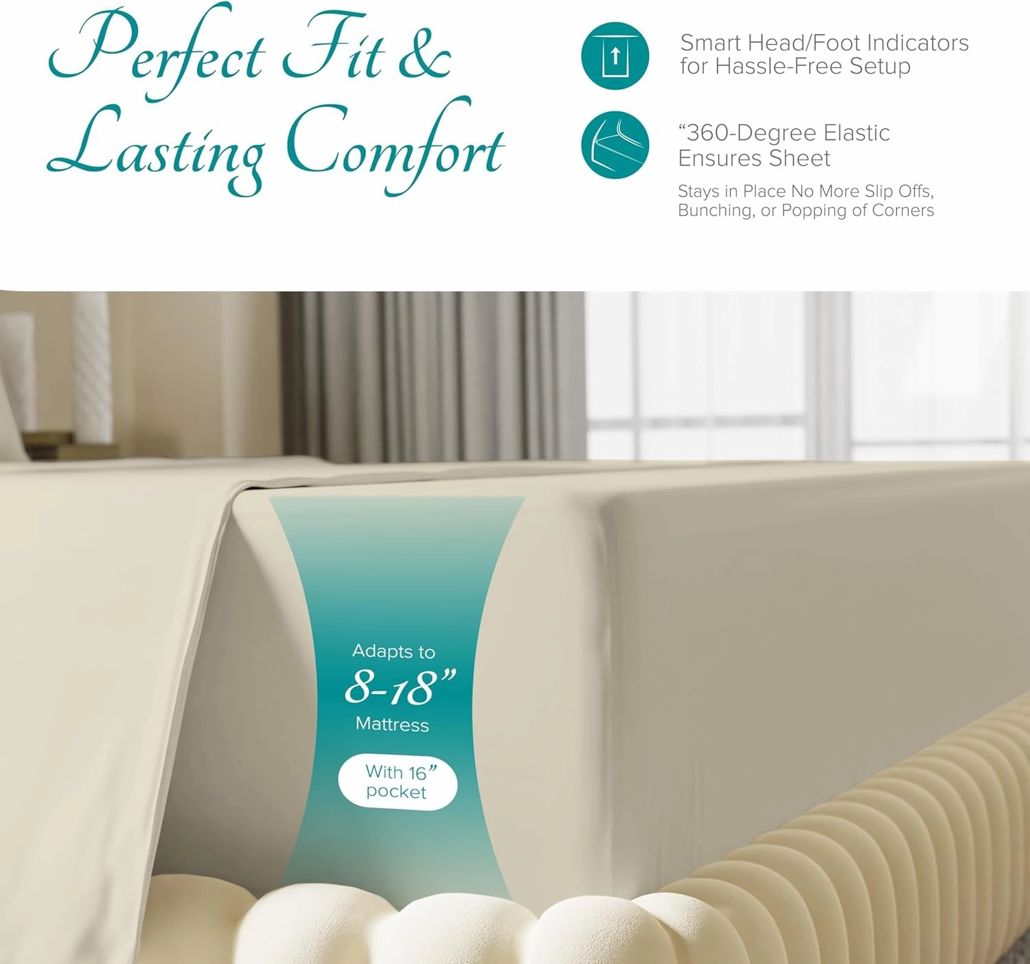 Carressa Linen 100% Egyptian Cotton Sheets Queen Size - 800 Thread Count 4 PC Cotton Sheets for Queen Size Bed, Soft, Extra Long Staple Cooling Sheets, Luxury Hotel Sheets, 16" Deep Pocket - Sand