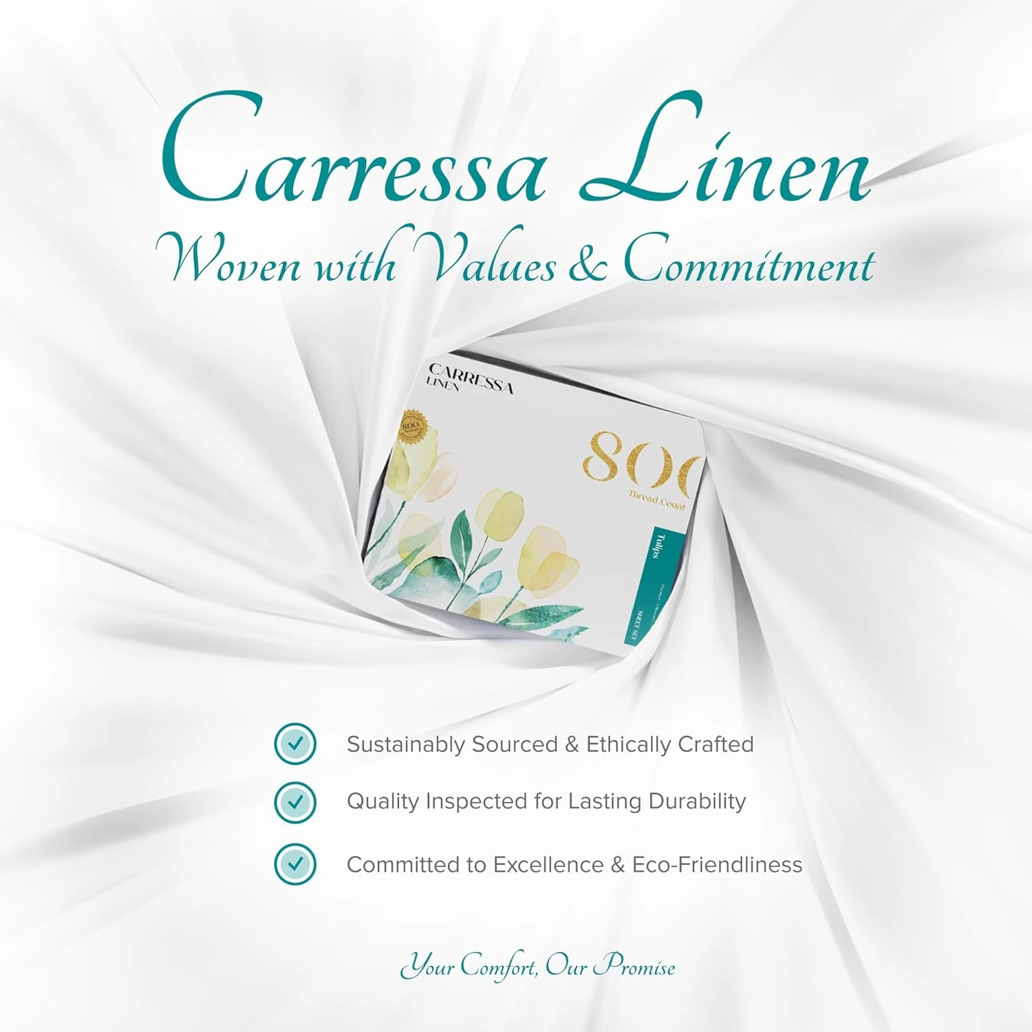 Carressa Linen 100% Egyptian Cotton Sheets Queen Size - 800 Thread Count 4 PC Cotton Sheets for Queen Size Bed, Soft, Extra Long Staple Cooling Sheets, Luxury Hotel Sheets, 16" Deep Pocket - Sand