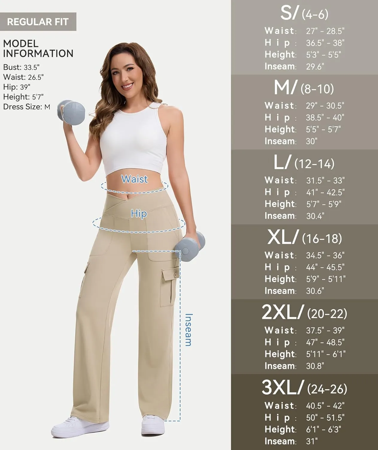 Casei Yoga Pants with Pockets for Women Wide Leg Cargo Pants High Waist Crossover Stretch Work Travel Casual Sweatpants