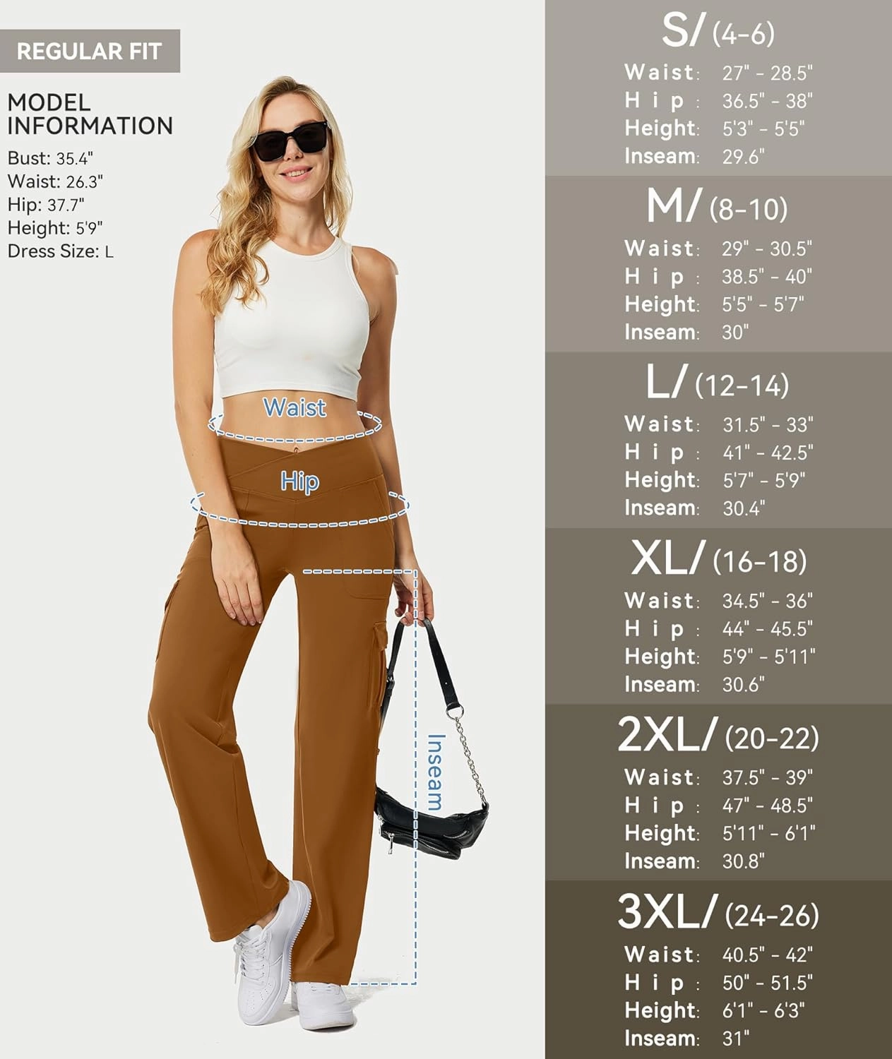 Casei Yoga Pants with Pockets for Women Wide Leg Cargo Pants High Waist Crossover Stretch Work Travel Casual Sweatpants