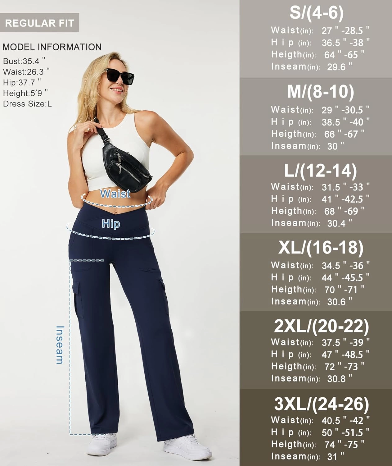 Casei Yoga Pants with Pockets for Women Wide Leg Cargo Pants High Waist Crossover Stretch Work Travel Casual Sweatpants
