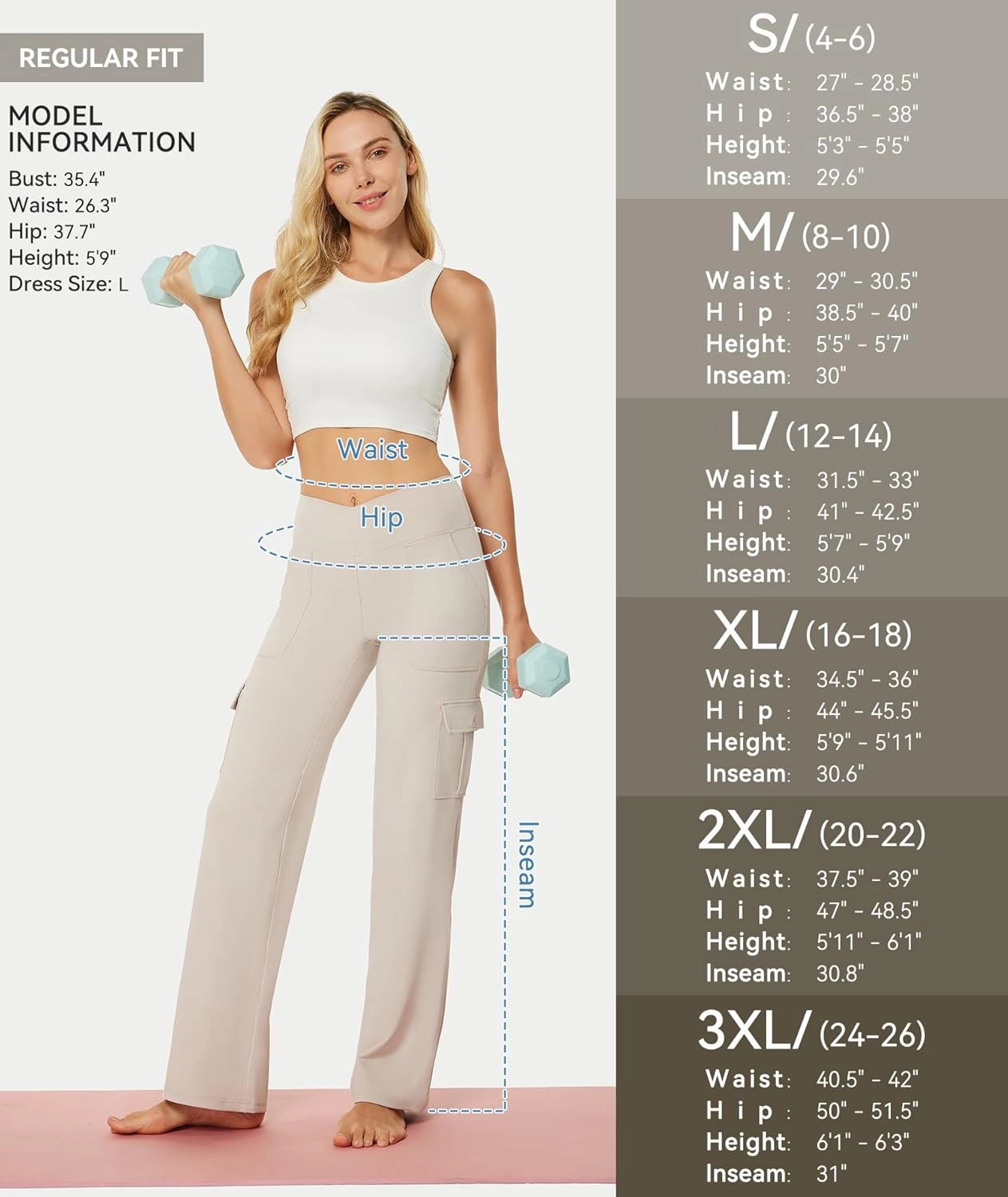 Casei Yoga Pants with Pockets for Women Wide Leg Cargo Pants High Waist Crossover Stretch Work Travel Casual Sweatpants