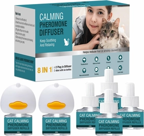 Cat Calming Diffuser 8 in 1 Multicat Pheromone Diffuser Pheromones to Calm Stress and Anxiety Relief Products Plug in Refill Anti Aggression for Cats Spraying No More Stop Cat from Urinating In House