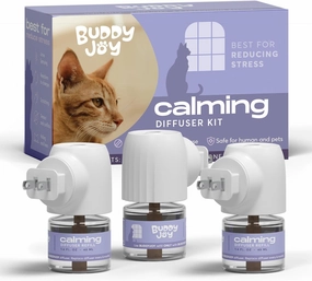 Cat Calming Diffuser Refills – Long-Lasting 30-Day Formula with Pheromones for Stress Relief, Relaxation, and Anxiety Reduction in Cats Easy to Use – (3 Diffusers   3 Refills)