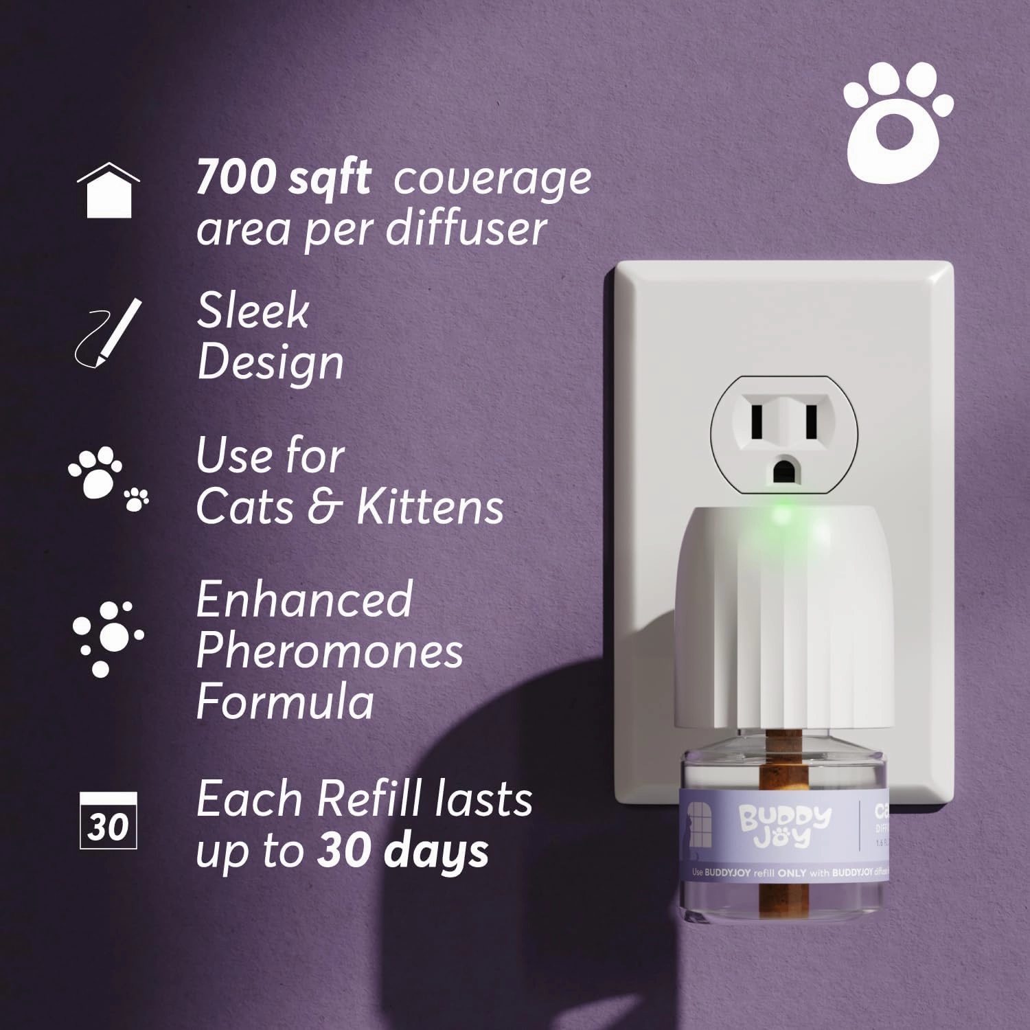 Cat Calming Diffuser Refills – Long-Lasting 30-Day Formula with Pheromones for Stress Relief, Relaxation, and Anxiety Reduction in Cats Easy to Use – (3 Refills)