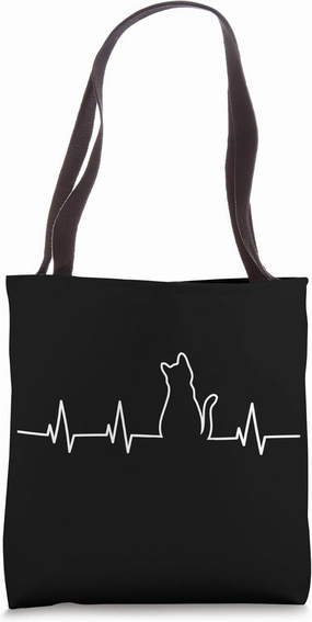 Cat Heartbeat Tote Bag