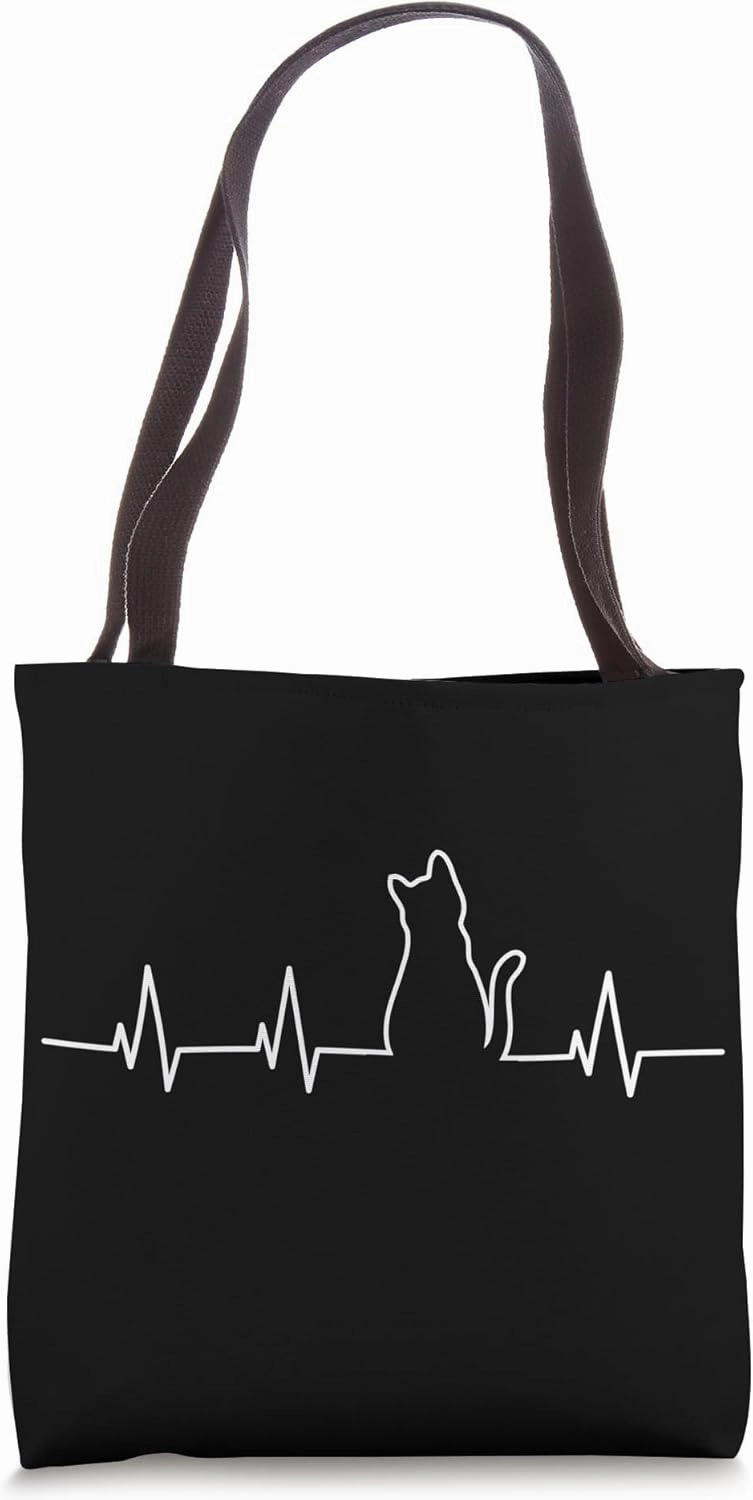 Cat Heartbeat Tote Bag