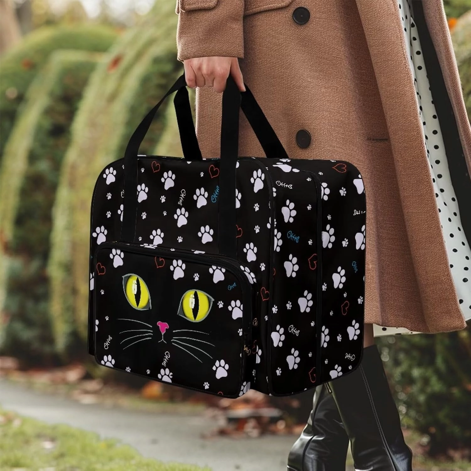 Cat Paws Sewing Machine Handbag Two Way Zipper Carrying Travel Storage Carrier Sewing Bag with Handle Sewing Box Storage Bag Compatible with Most Standard Singer, Brother
