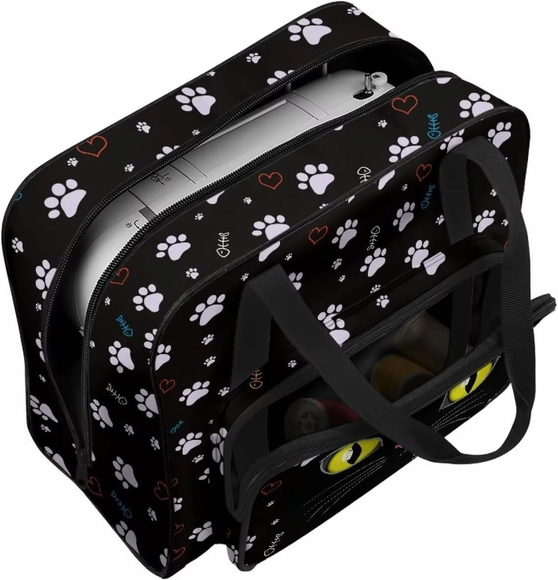 Cat Paws Sewing Machine Handbag Two Way Zipper Carrying Travel Storage Carrier Sewing Bag with Handle Sewing Box Storage Bag Compatible with Most Standard Singer, Brother