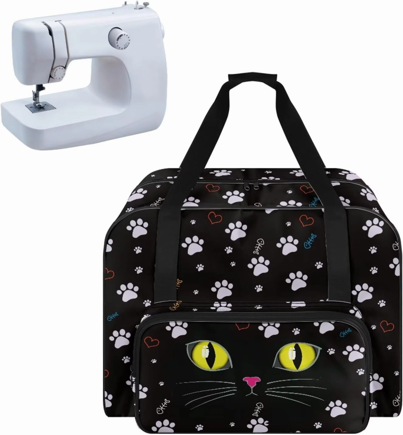 Cat Paws Sewing Machine Handbag Two Way Zipper Carrying Travel Storage Carrier Sewing Bag with Handle Sewing Box Storage Bag Compatible with Most Standard Singer, Brother