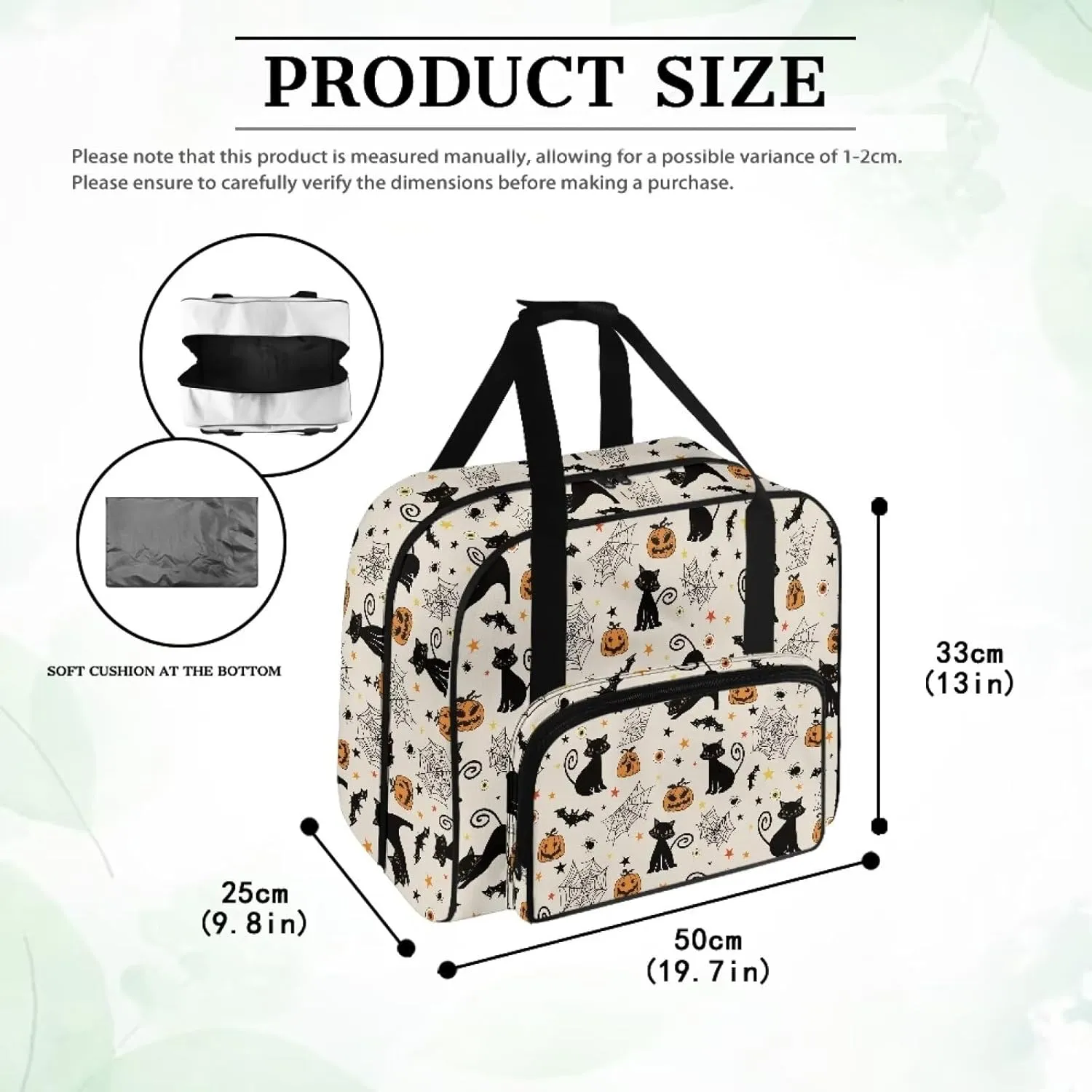 Cats Cobweb Sewing Machine Tote Bag Sewing Machine Carrying Case with Multiple Storage Pockets Handbag Sewing Accessories Tote Carrier for Notions & Crafts, Halloween Decor
