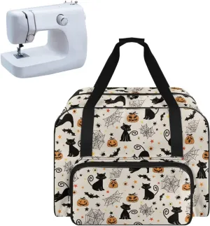 Cats Cobweb Sewing Machine Tote Bag Sewing Machine Carrying Case with Multiple Storage Pockets Handbag Sewing Accessories Tote Carrier for Notions & Crafts, Halloween Decor