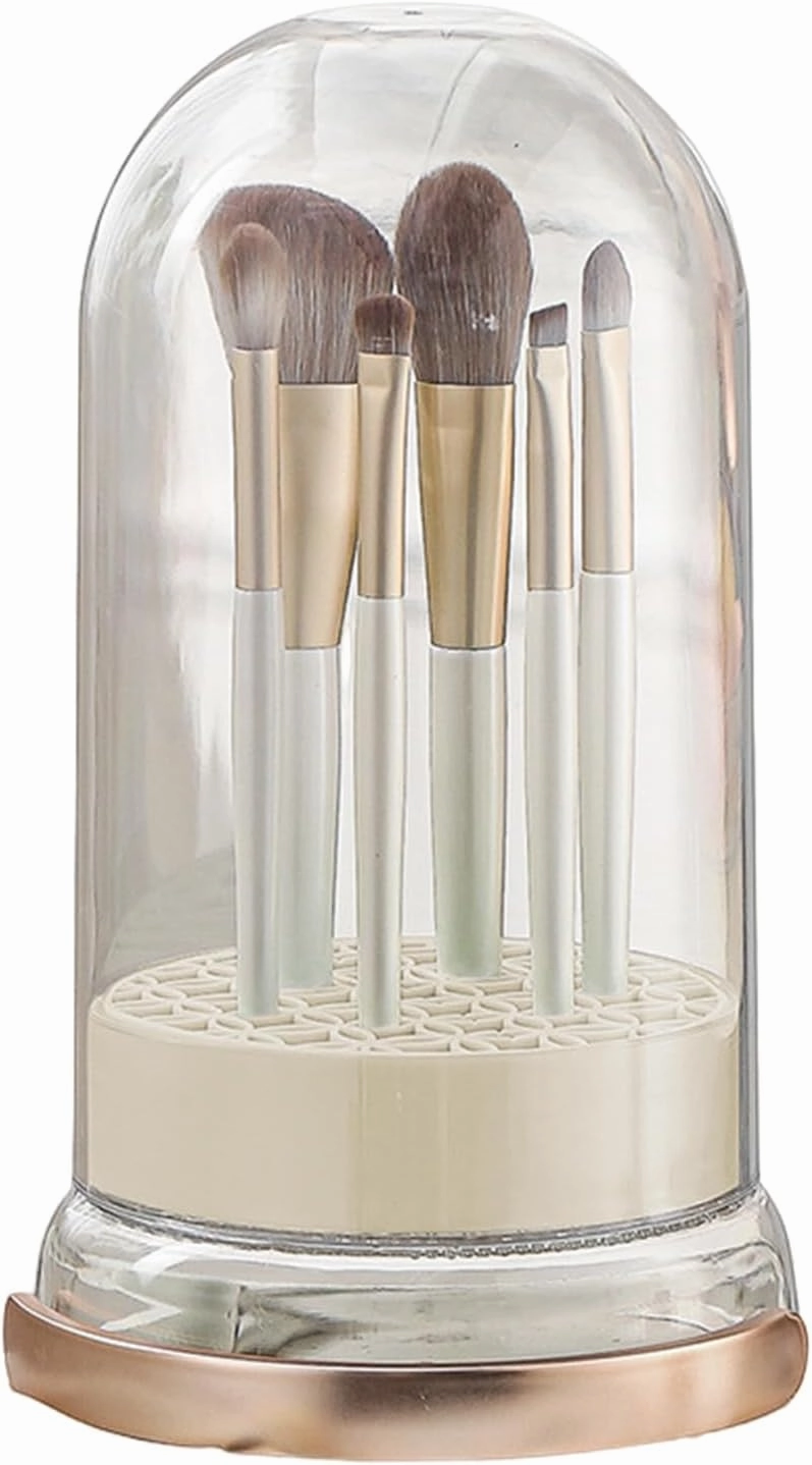 cdar Cosmetic Brush Cleaner Face Brush Cleaner Makeup Brush Cleaner 2-in-1 Silicone Bowl with Drying Holder Cream Color
