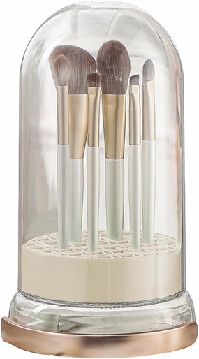 cdar Cosmetic Brush Cleaner Face Brush Cleaner Makeup Brush Cleaner 2-in-1 Silicone Bowl with Drying Holder Cream Color