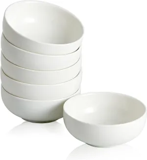 Ceramic Pinch Bowls,2.5 oz Mini Prep Dip Bowl Set,Small Dipping Salsa Charcuterie Soy Sauce Side Dish for Sushi,Set of 6(White)
