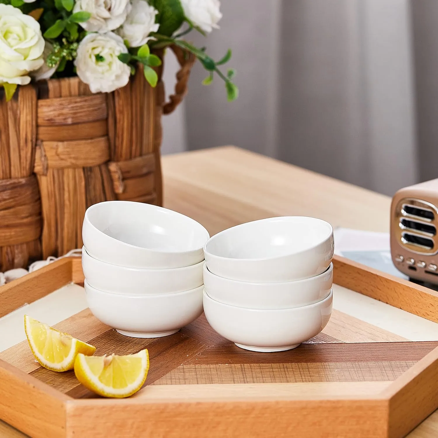 Ceramic Pinch Bowls,2.5 oz Mini Prep Dip Bowl Set,Small Dipping Salsa Charcuterie Soy Sauce Side Dish for Sushi,Set of 6(White)