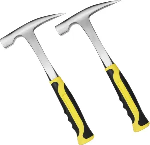CertBuy 2 Pack Rock Pick, 12.8 Inch All Steel Geologist Hammer With Non-Skid Handle and Shock Reduction Grip for Mining