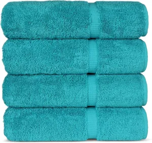 Chakir Turkish Linens 100% Cotton Premium Turkish Towels for Bathroom | 27'' x 54'' (4-Piece Bath Towels -Aqua)