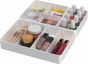 CHANCETSUI Drawer Organizer White Sorting Trays: Stackable Bins Minimalist Design Storage for Home Use