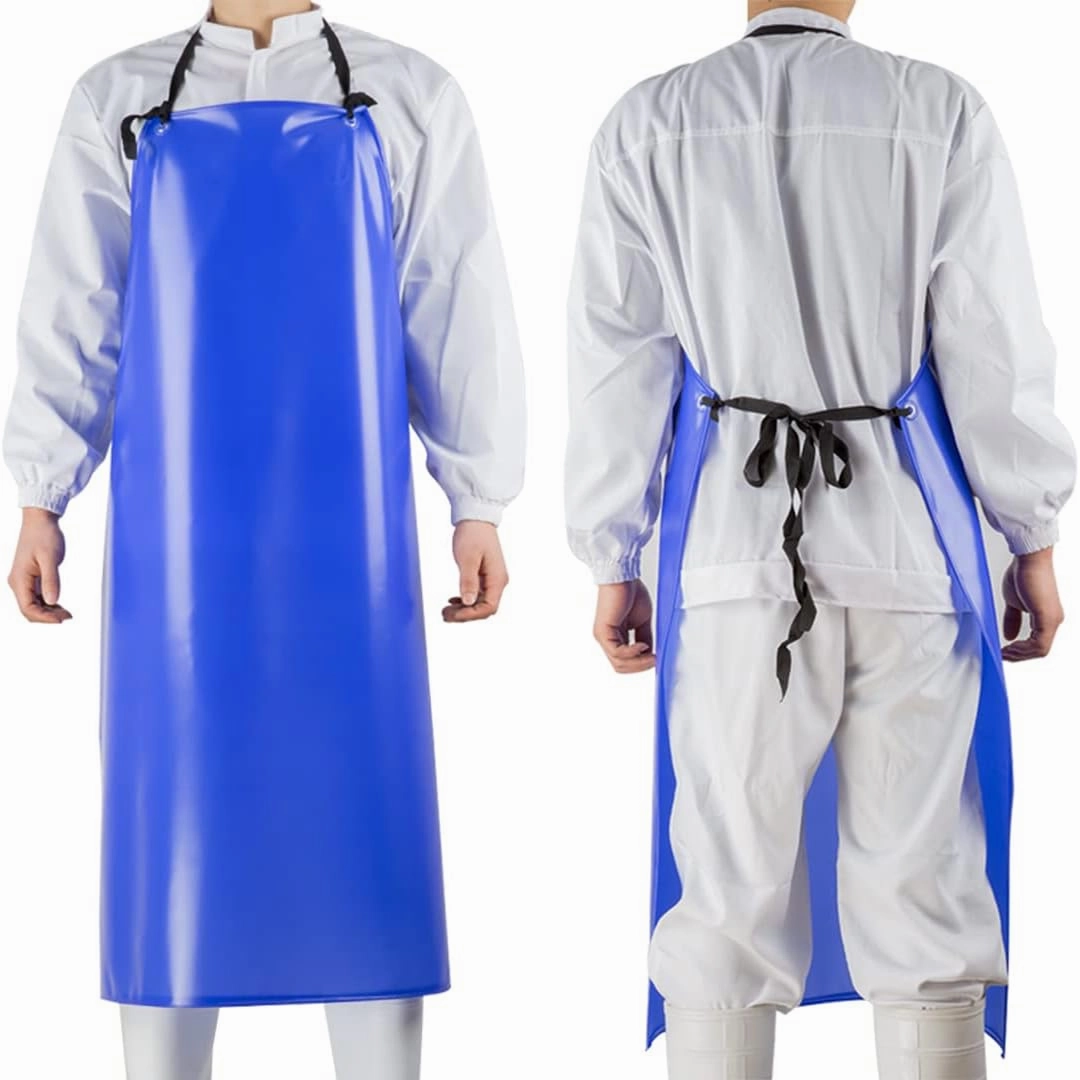 Chemical Resistant Vinyl Apron - Blue Plus Size Unisex PVC Aprons for Dishwashing,Dog Grooming,Gardening,Fish Cleaning,Lab Work（3 Pack）