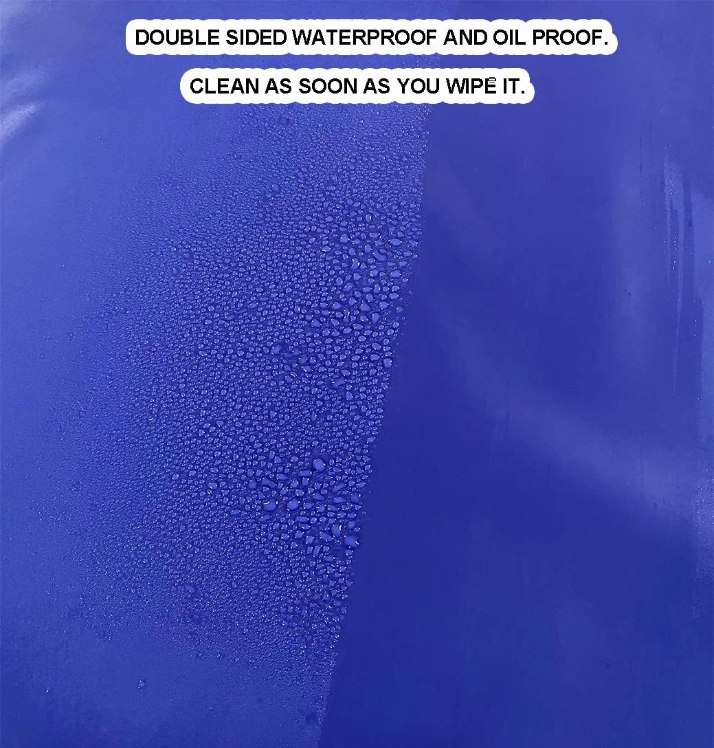 Chemical Resistant Vinyl Apron - Blue Plus Size Unisex PVC Aprons for Dishwashing,Dog Grooming,Gardening,Fish Cleaning,Lab Work（3 Pack）
