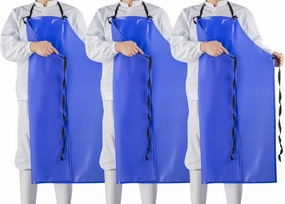 Chemical Resistant Vinyl Apron - Blue Plus Size Unisex PVC Aprons for Dishwashing,Dog Grooming,Gardening,Fish Cleaning,Lab Work（3 Pack）