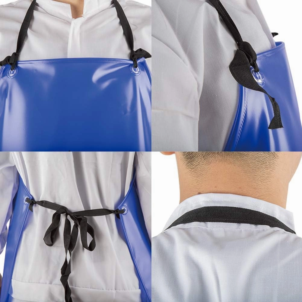 Chemical Resistant Vinyl Apron - Blue Plus Size Unisex PVC Aprons for Dishwashing,Dog Grooming,Gardening,Fish Cleaning,Lab Work（3 Pack）
