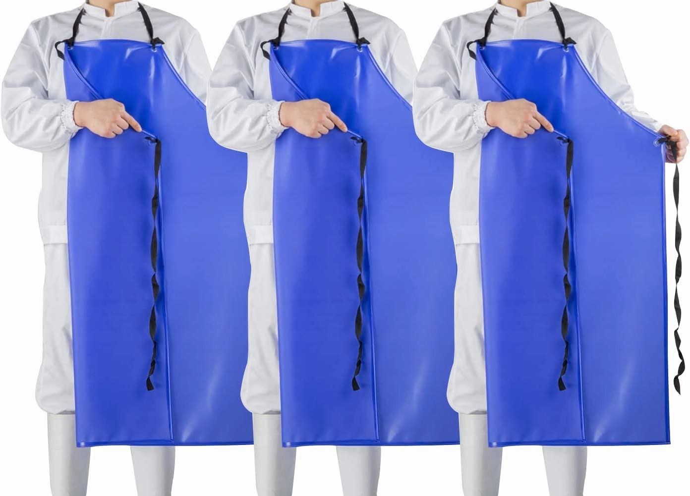 Chemical Resistant Vinyl Apron - Blue Plus Size Unisex PVC Aprons for Dishwashing,Dog Grooming,Gardening,Fish Cleaning,Lab Work（3 Pack）