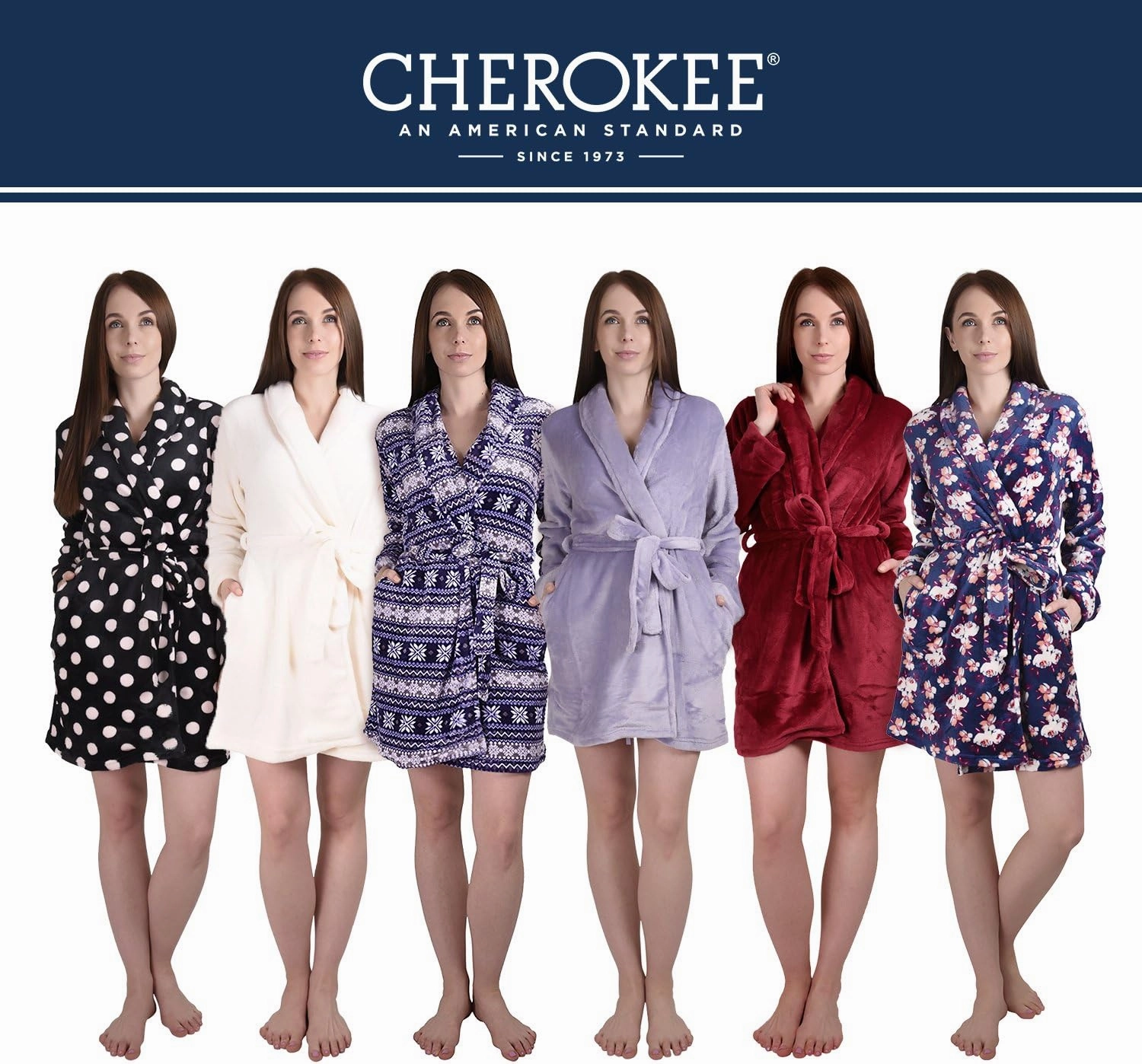 Cherokee womens Polyester Plush Shawl Collar Bathrobe Sleepwear