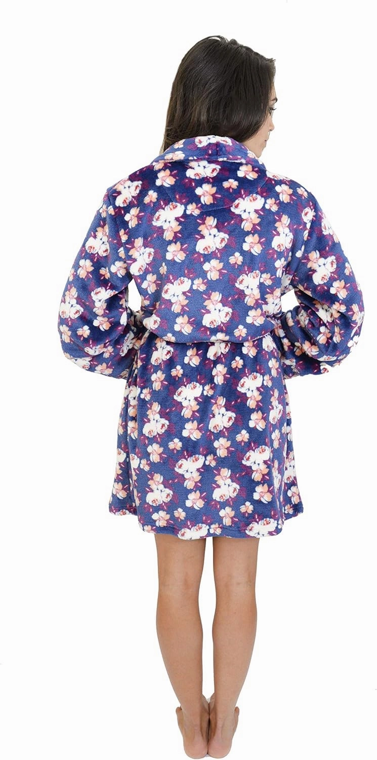 Cherokee womens Polyester Plush Shawl Collar Bathrobe Sleepwear
