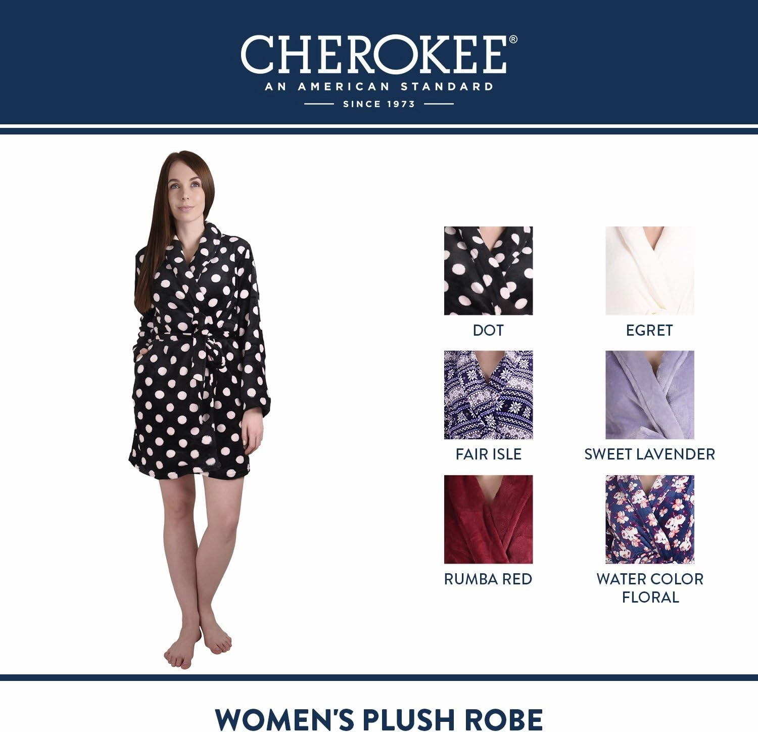 Cherokee womens Polyester Plush Shawl Collar Bathrobe Sleepwear