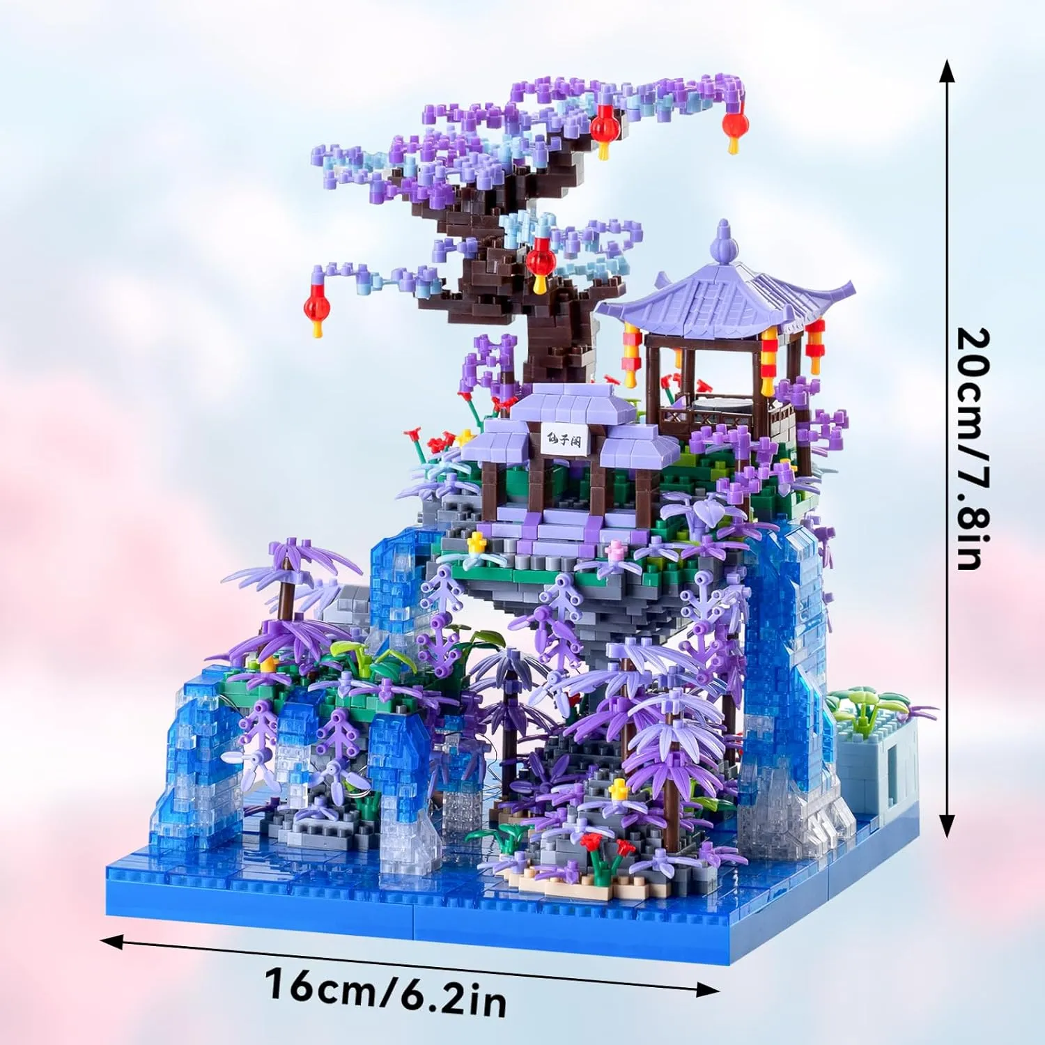 Cherry Blossom Tree House Micro Building Blocks Set,Peach Blossom Pond Flowers Bricks Architecture Kit with LED Light Gifts for Adults and Kids（2500 Pieces）