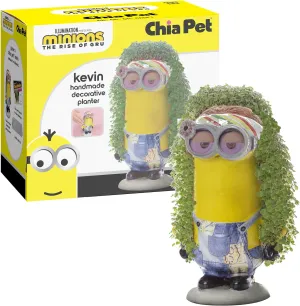 Chia Pet Kevin - Minions with Seed Pack, Decorative Pottery Planter, Easy to Do and Fun to Grow, Novelty Gift, Perfect for Any Occasion