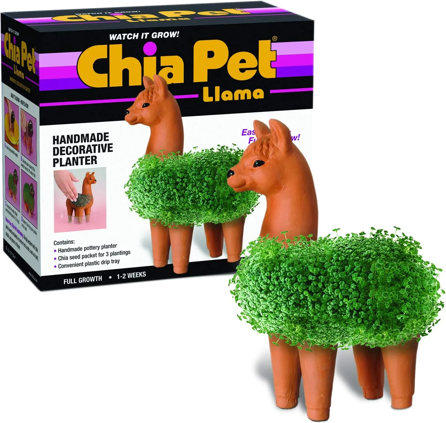 Chia Pet Llama with Seed Pack, Decorative Pottery Planter, Easy to Do and Fun to Grow, Novelty Gift, Perfect for Any Occasion