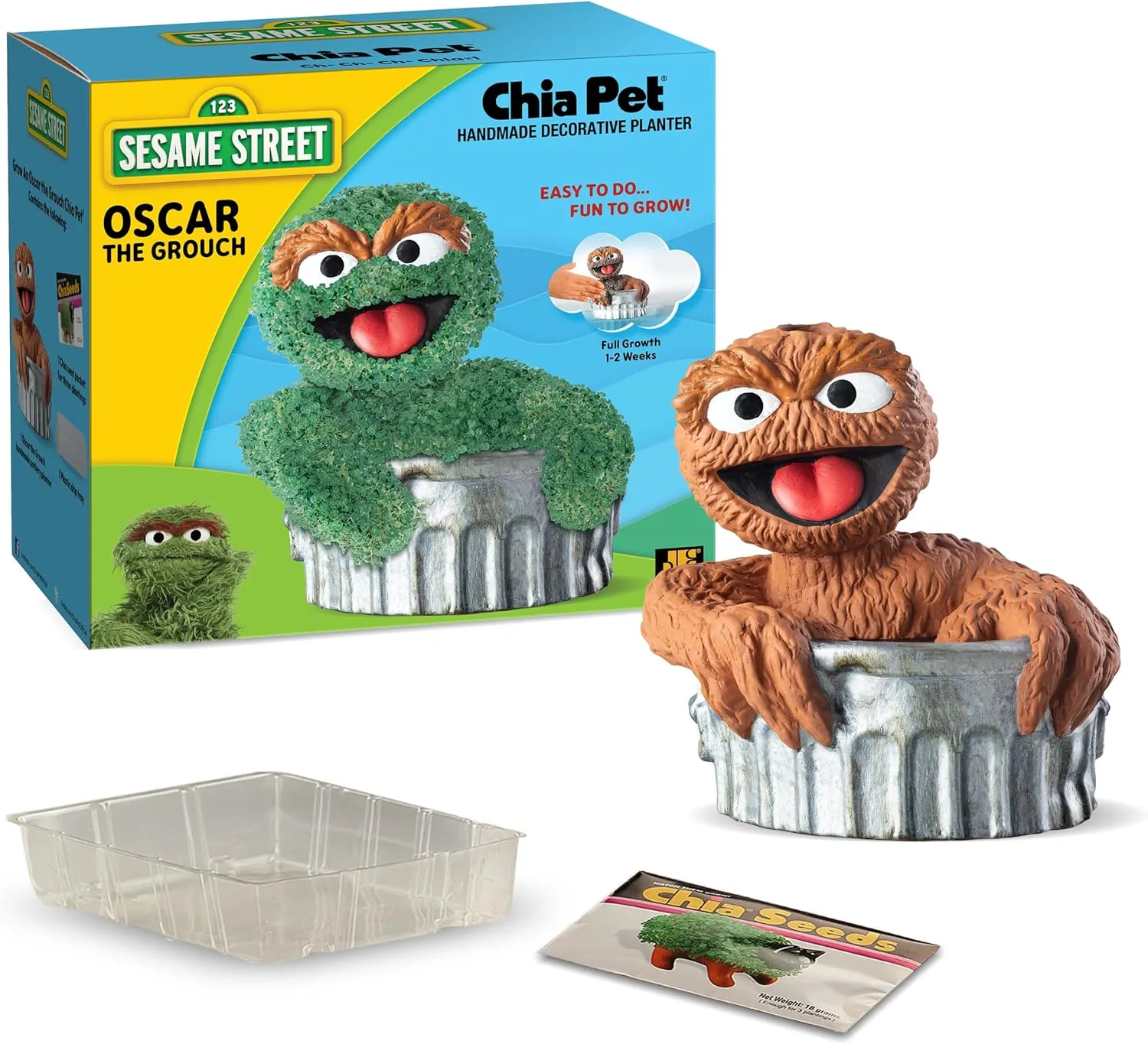 Chia Pet Oscar The Grouch with Seed Pack, Decorative Pottery Planter, Easy to Do and Fun to Grow, Novelty Gift, Perfect for Any Occasion