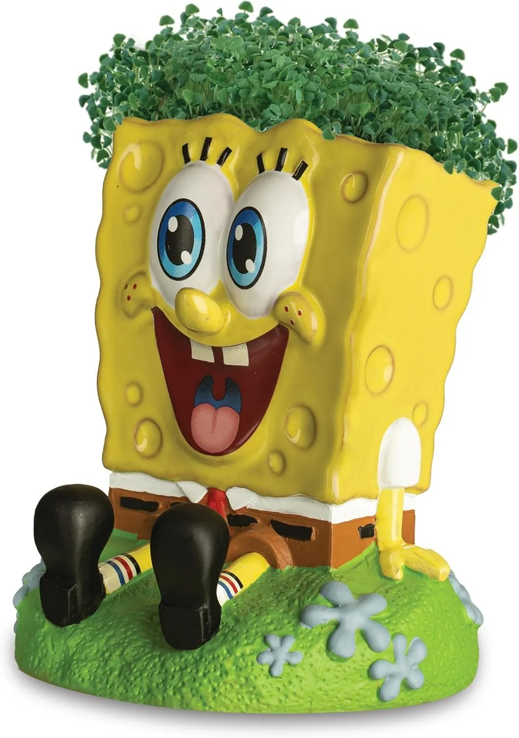 Chia Pet Spongebob with Seed Pack, Decorative Pottery Planter, Easy to Do and Fun to Grow, Novelty Gift, Perfect for Any Occasion
