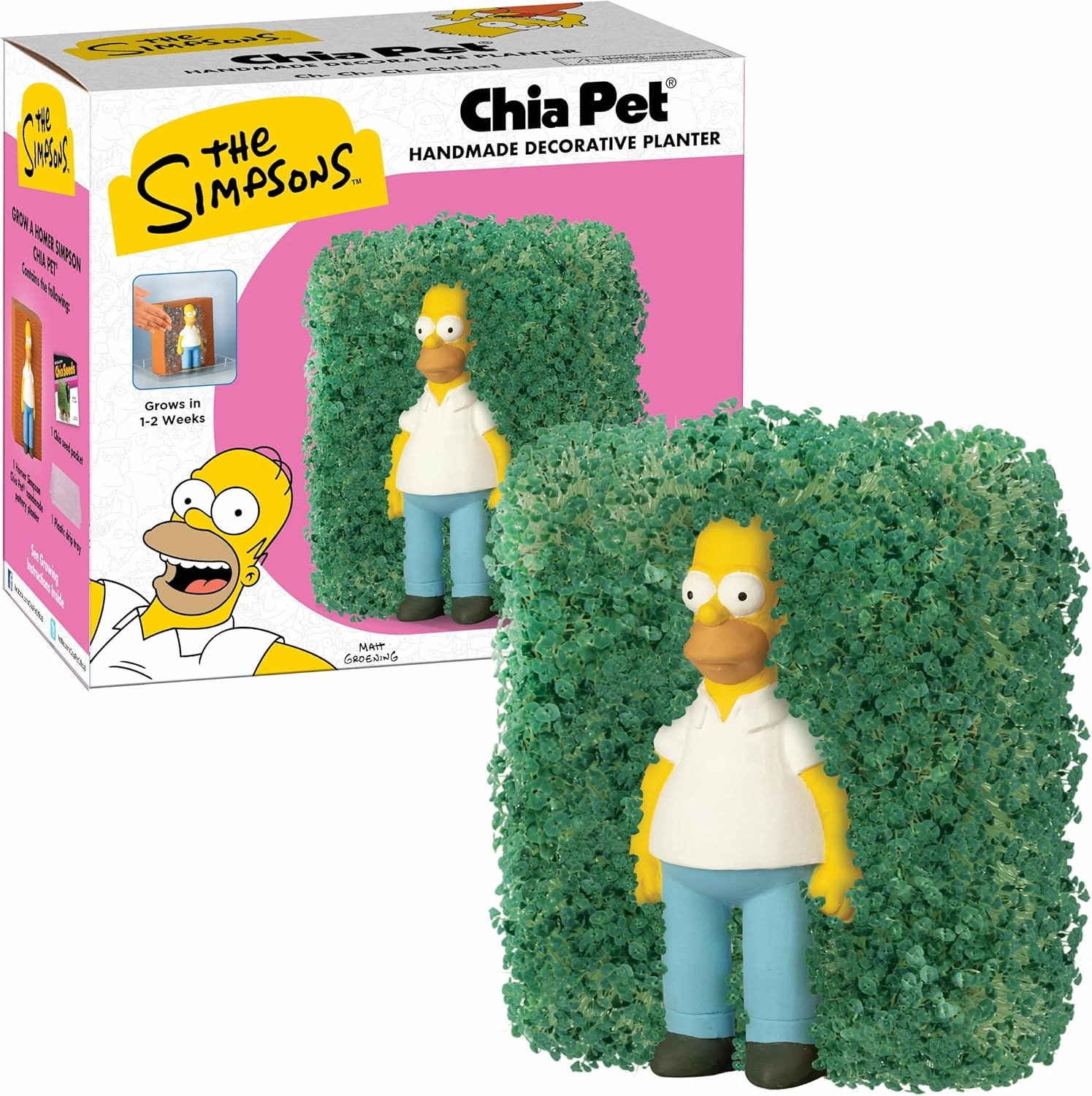 Chia Pet The Simpsons - Homer with Seed Pack, Decorative Pottery Planter, Easy to Do and Fun to Grow, Novelty Gift, Perfect for Any Occasion