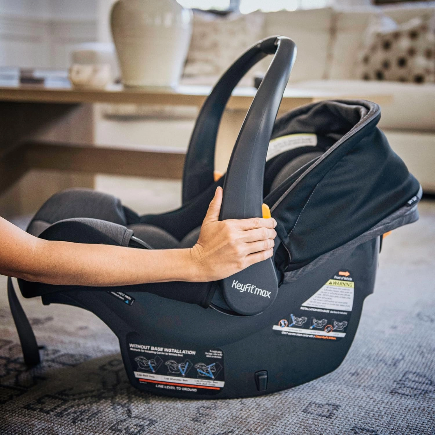 Chicco KeyFit® Max ClearTex® Infant Car Seat and Base, Rear-Facing Seat for Infants 4-30 lbs., Infant Head and Body Support, Compatible with Chicco Strollers, Baby Travel Gear | Lupine/Purple