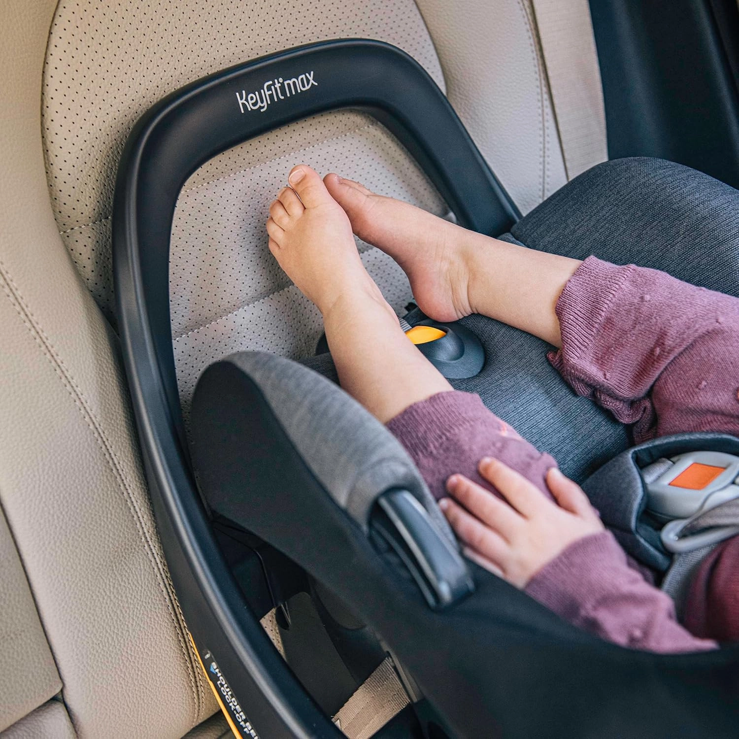Chicco KeyFit® Max ClearTex® Infant Car Seat and Base, Rear-Facing Seat for Infants 4-30 lbs., Infant Head and Body Support, Compatible with Chicco Strollers, Baby Travel Gear | Lupine/Purple