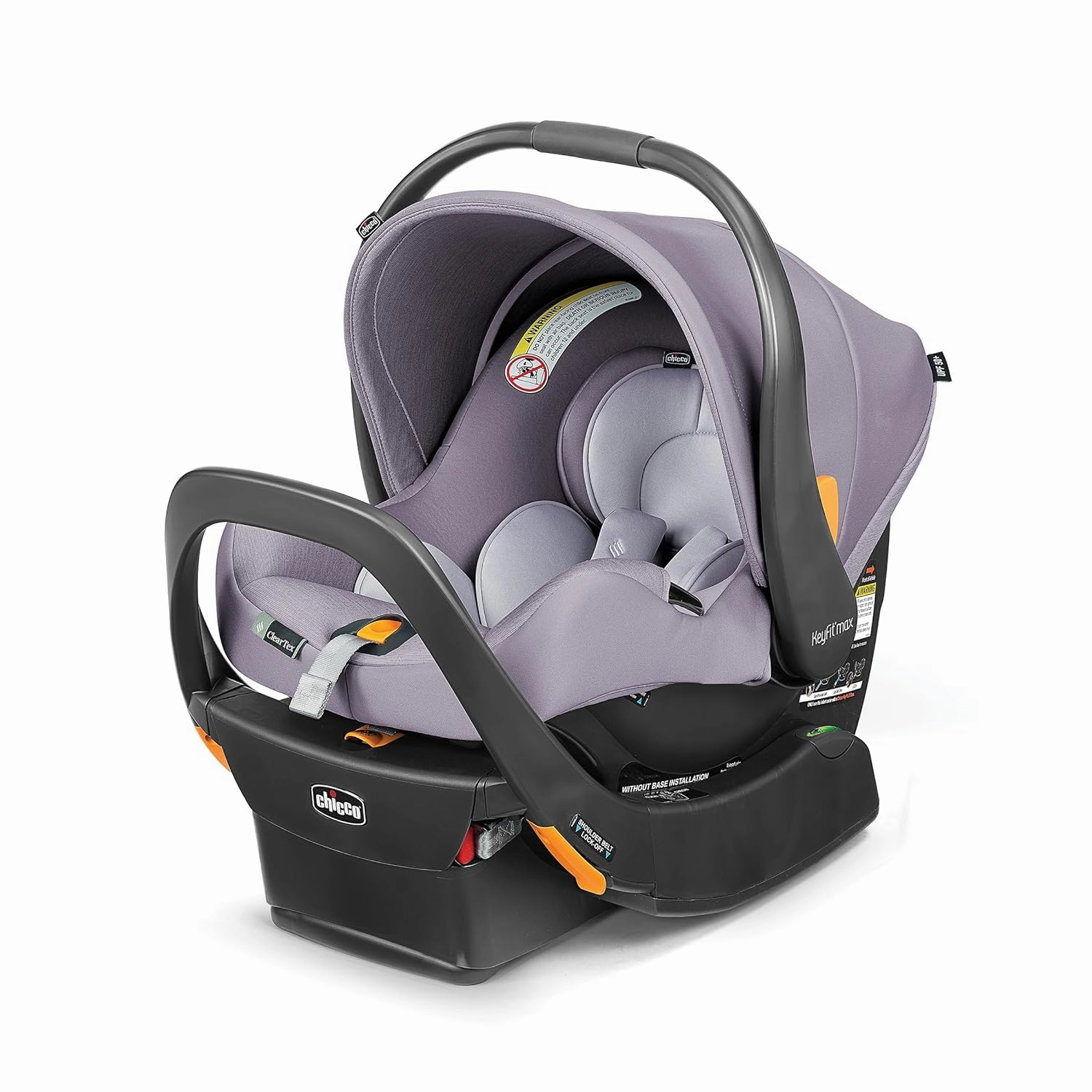 Chicco KeyFit® Max ClearTex® Infant Car Seat and Base, Rear-Facing Seat for Infants 4-30 lbs., Infant Head and Body Support, Compatible with Chicco Strollers, Baby Travel Gear | Lupine/Purple