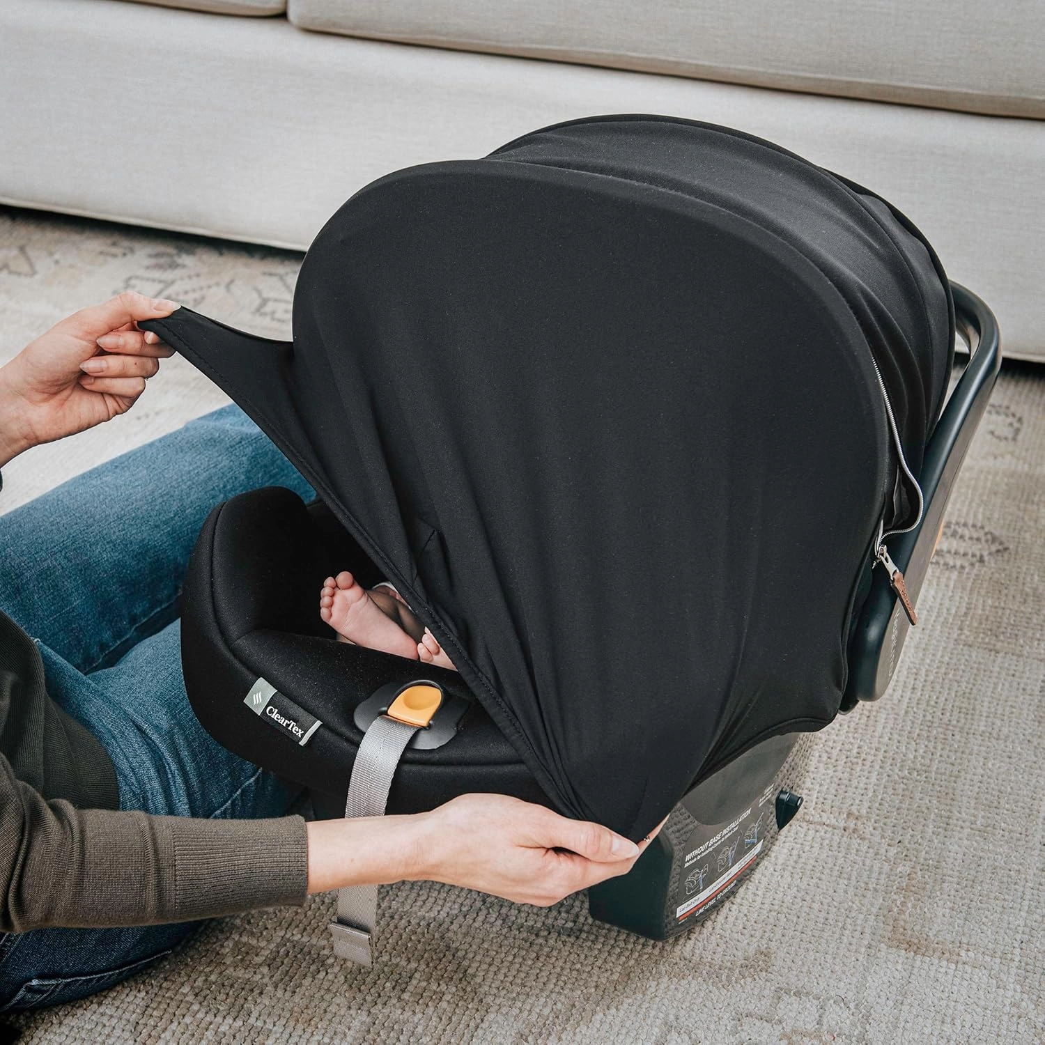 Chicco KeyFit® Max Zip ClearTex® Infant Car Seat and Base, Rear-Facing Seat for Infants 4-30 lbs., Infant Head and Body Support, Compatible with Chicco Strollers, Baby Travel Gear | Apex/Black